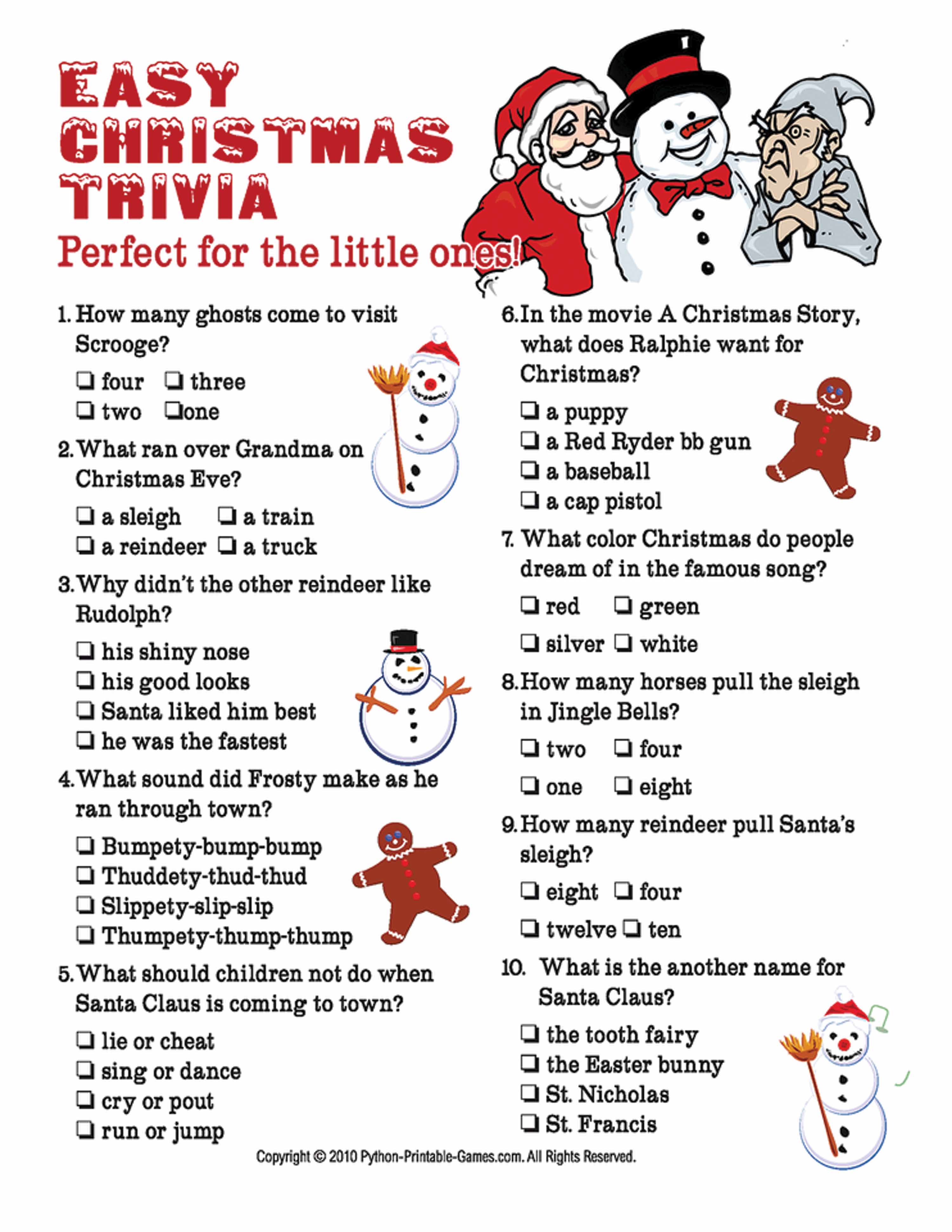Christmas Quiz With Answers Printable - Printable World Holiday